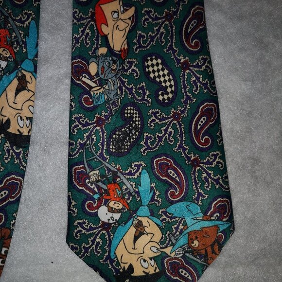 Vintage Cartoon Character Men's Hand Made in Korea Paisley Necktie - Picture 1 of 4